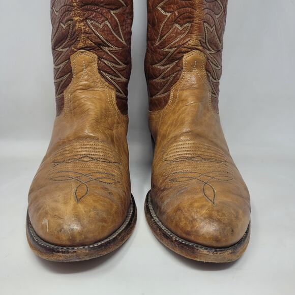 Vintage Dan Post Boots Mens 8.5D Brown Leather EXOTIC RARE Cowboy Western 6758 - Picture 5 of 16